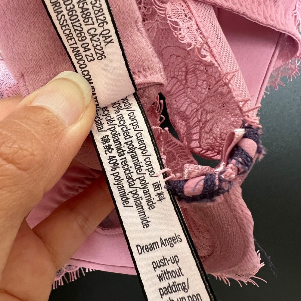 Victoria's Secret Dream Angels Pink Lace Bra 36D Fairy Coquette - Picture 9 of 10
